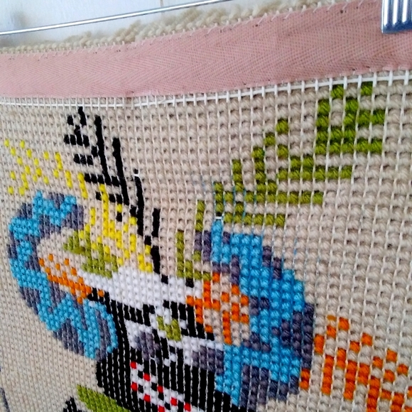 Vtg 1960's Kachina Latch Hook Wall Hanging Art Rug - Picture 6 of 10